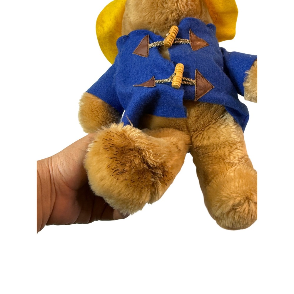 Vintage 80s Paddington Bear Plush Eden Toys Sears Kids Blue Coat Yellow Hat 10" - Picture 3 of 8